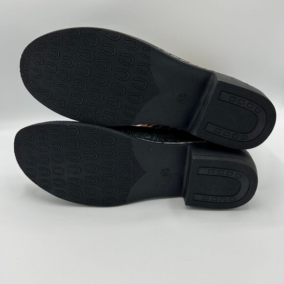 Womens Size 43 Bohemian-Style Mid-Calf Lace-Up Boots With Embossed Floral Design - Picture 8 of 10